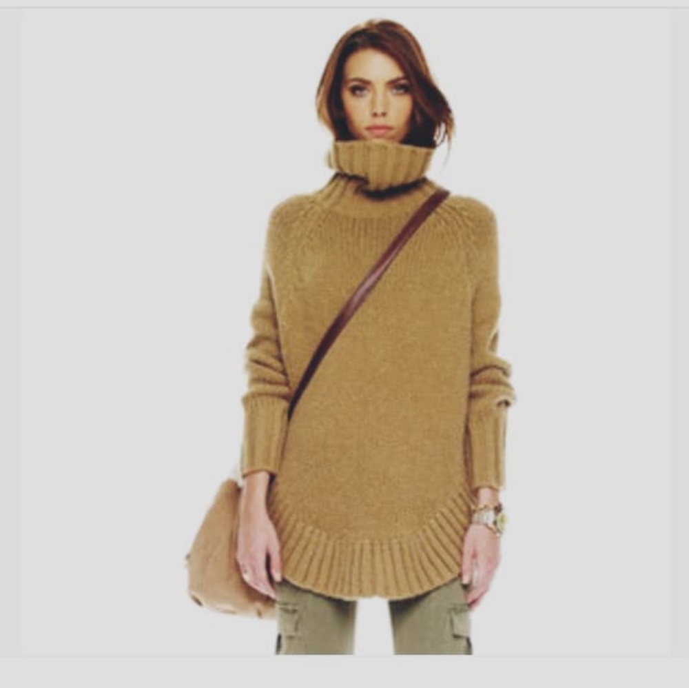 Michael Kors turtleneck brown poncho sweater
